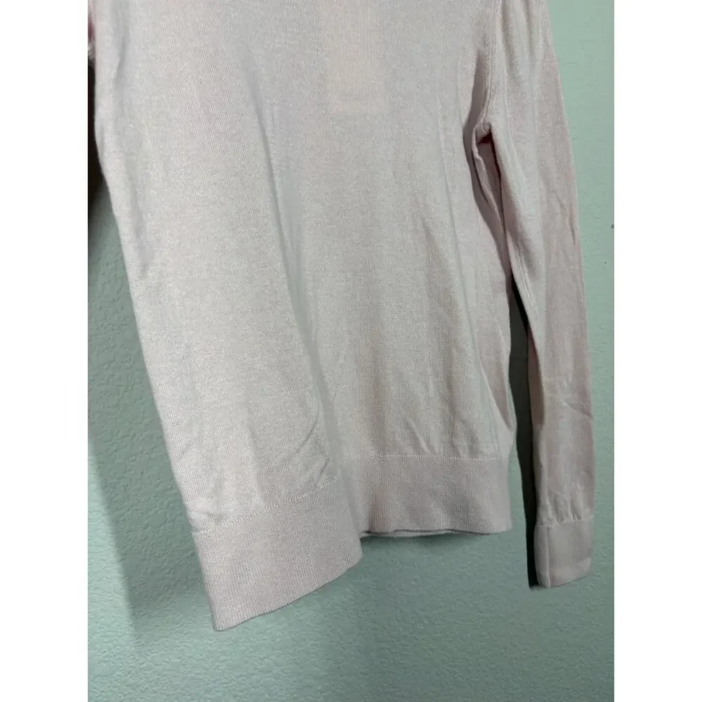 Quince XS Lightweight Cotton Cashmere Crew Sweater Sugar Stone Pink Pullover